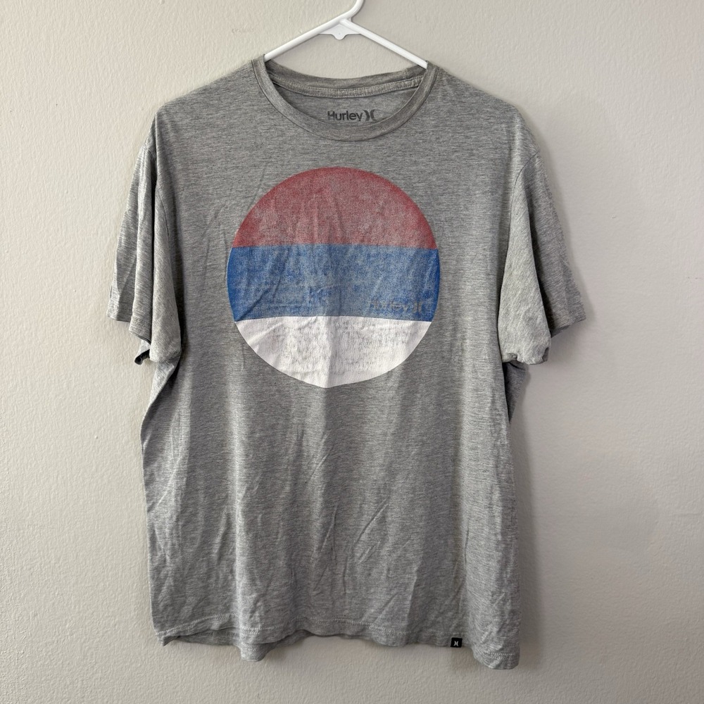 Hurley Men's Short Sleeve Graphic T-Shirt Gray/Multi Size XL Vintage Distressed